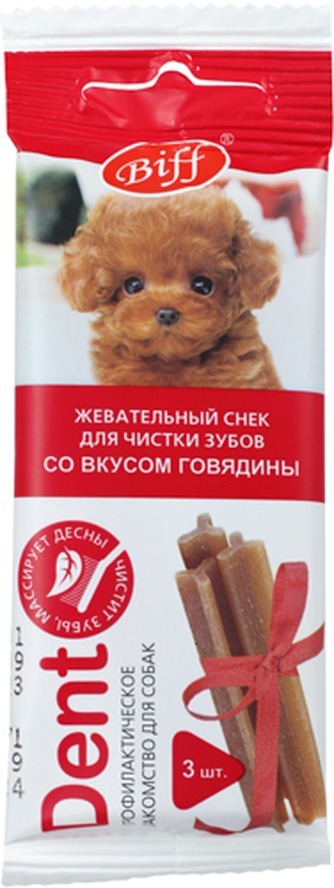 Лакомство для собак миниатюрных пород BIFF Dent жевательный снек для чистки зубов,  утка (3 шт/20 г)