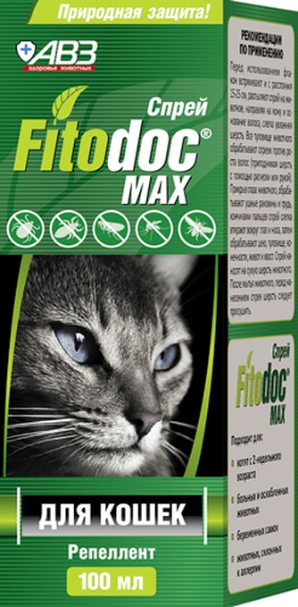 Спрей для кошек АВЗ Fitodoc Max репелентный (100 мл)