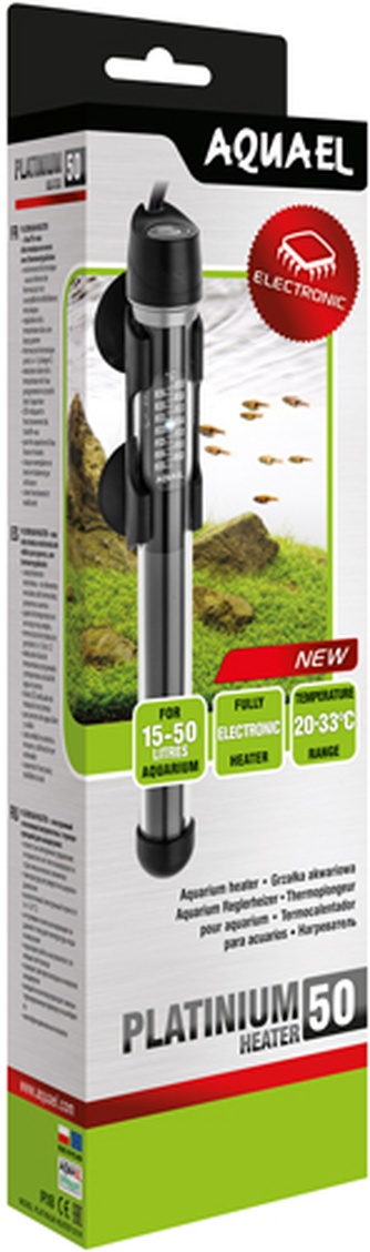 Нагреватель для аквариума AQUAEL Platinium heater 50W с терморегулятором платиновый (50 Вт)