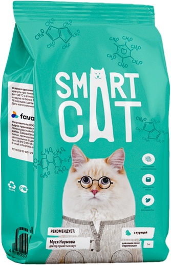 Корм сухой стерилизованных кошек SMART CAT курица (5 кг)