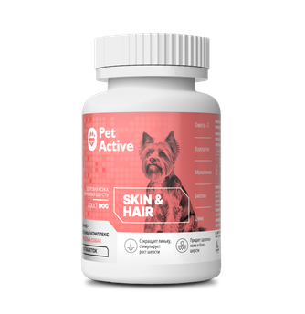 Витаминно-минеральный комплекс для собак PETACTIVE Skin & Hair Здоровая кожа и красивая шерсть (100 таб)