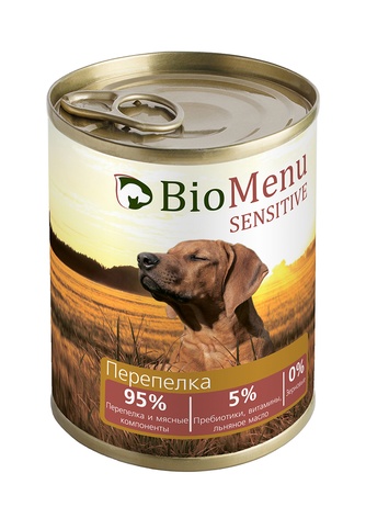 Корм влажный для собак BIOMENU Sensitive паштет с перепелкой (410 г)