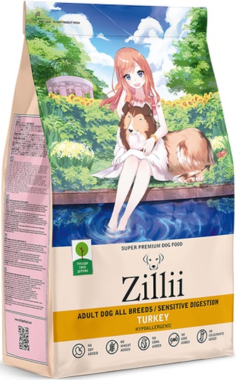 Корм сухой для взрослых собак всех пород  ZILLII Adult Dog All Breeds Sensitive Digestion при чувствительном пищеварении с индейкой (3 кг)