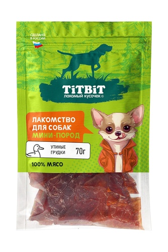 Лакомство для собак мелких пород TITBIT Лакомый кусочек Грудки говядина (70 г)