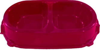 Миска для кошек и собак FAVORITE двойная нескользящая пластиковая рубиново-фиолетовая (450 мл)