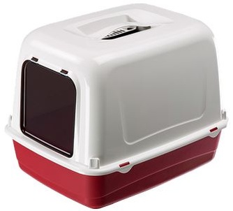 Туалет для кошек FERPLAST Clear cat 20 закрытый, с угольным фильтром, красный (52,5*38*39,5 см)