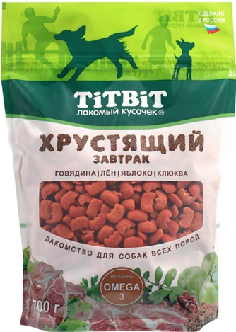 Лакомство для собак TITBIT Лакомый кусочек Хрустящий завтрак говядина (700 г)