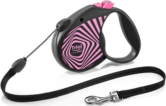 Поводок-рулетка тросовый для собак до 12кг TRIOL Flexi Life Geometry Pink розовый с черным (S/5м)