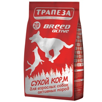 Корм сухой для активных взрослых собак ТРАПЕЗА Breed active (20 кг)