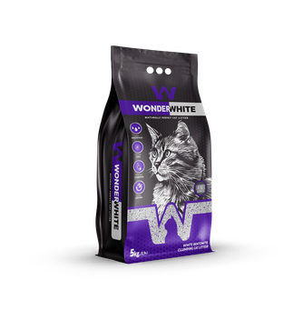 Наполнитель комкующийся бентонитовый для кошек WONDER WHITE Lavender с ароматом лаванды (5 кг)