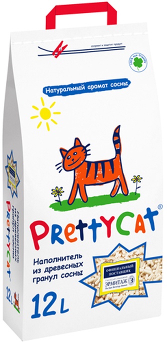 Наполнитель впитывающий древесный для кошек PRETTY CAT Wood Granules (12 л/4 кг)