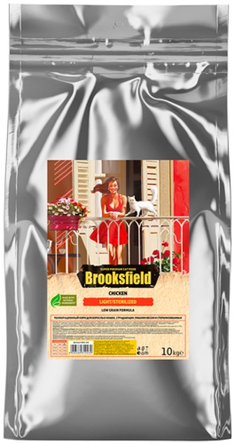 Корм сухой для взрослых стерилизованные кошек BROOKSFIELD Sterilized/Light Курица и рис (10 кг)