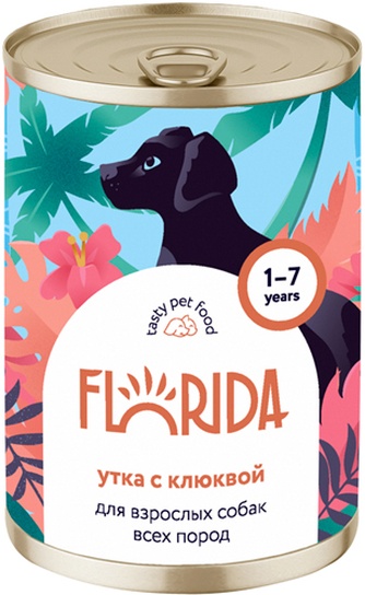 Корм влажный для взрослых собак FLORIDA Утка и клюква (240 г)