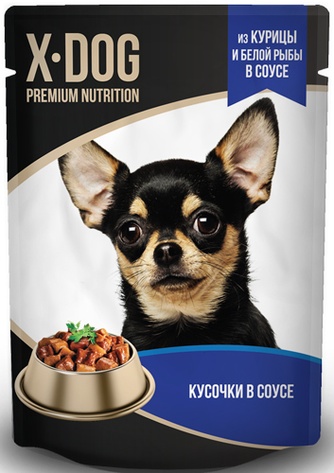 Корм влажный для собак GINA X - Dog с курицей и белой рыбой в соусе (85 г)