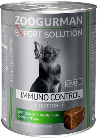 Корм влажный для собак ЗООГУРМАН Expert Solution Immuno Control с ослабленным иммунитетом с телятиной (350 г)
