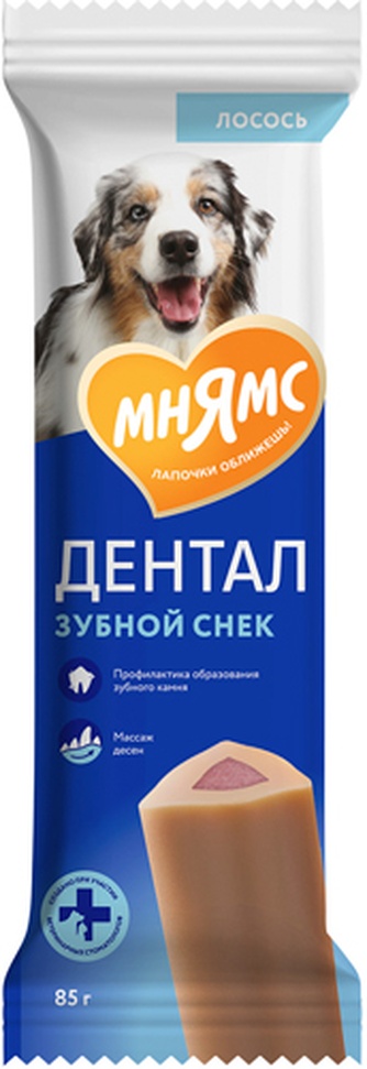 Лакомство для собак МНЯМС дентал зубной снек с лососем (85 г)