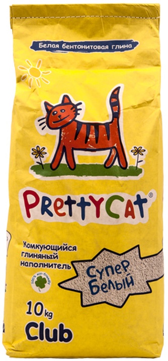 Наполнитель комкующийся бентонитовый для кошек PRETTY CAT Супер Белый CLUB (10 кг)