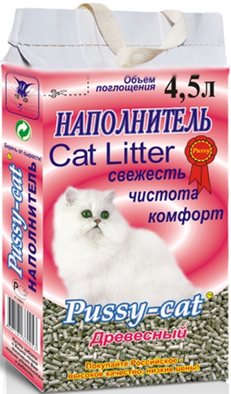Наполнитель впитывающий древесный для кошек PUSSY-CAT Cat Litter (4,5 л/2,6 кг)