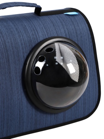 Сумка-переноска для кошек и собак RICH BREED MYJET иллюминатор/сетка, синяя лайн (M/40*25*25 см)