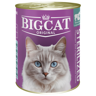 Корм влажный для стерилизованных кошек ЗООГУРМАН Big Cat Sterilized кусочки в желе телятина с кроликом (350 г)