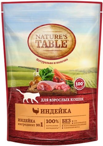 Корм сухой для кошек NATURE'S TABLE Индейка (0,19 кг)