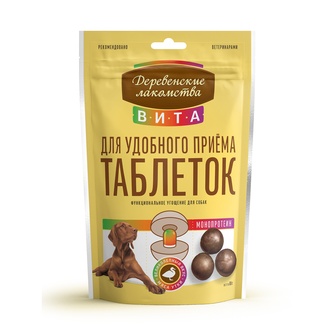 Лакомство для собак ДЕРЕВЕНСКИЕ ЛАКОМСТВА Вита для удобного приёма таблеток с уткой (80 г)