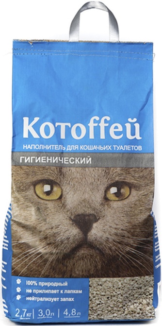 Наполнитель впитывающий бентонитовый для кошек КОТОFFЕЙ гигиенический (4,8 л)