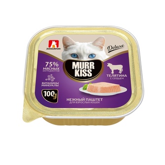 Корм влажный для кошек ЗООГУРМАН Murr Kiss паштет Телятина с сердцем (100 г)