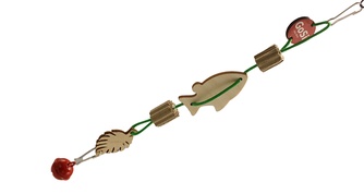 Игрушка для птиц GOSI Рыбка с роликами и листиком (30*5*5 см)