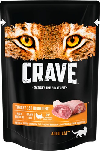 Корм влажный для взрослых кошек CRAVE Adult Cat с индейкой (70 г)