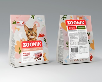 Корм сухой для котят от 2 до 12 месяцев ZOONIK KITTEN мясное ассорти (400 г)