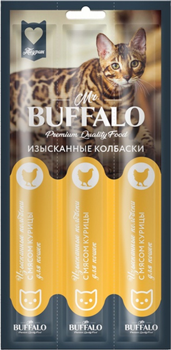 Лакомство для кошек BUFFALO колбаски изысканные с курицей (3 шт)