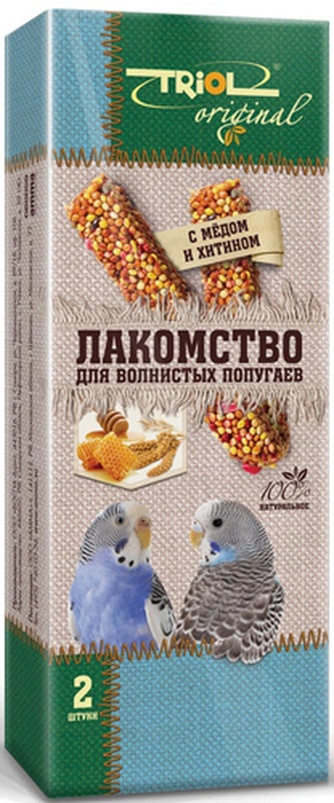 Лакомство для волнистых попугаев TRIOL Original палочки с медом и хитином (2 шт)