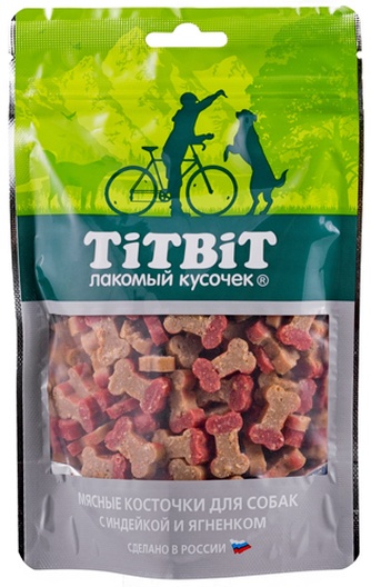 Лакомство для собак мелких пород TITBIT Лакомый кусочек Мясные косточки с индейкой и ягненком (145 г)