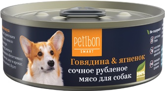 Корм влажный для собак PETIBON Smart Рубленое мясо Говядина и ягненок (100 г)