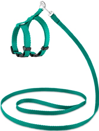 Комплект для кошек и собак SAIVAL Classic Колор s поводок+шлейка зеленый (12 мм*1,2 м/ош 15-22 см/ог 25-35 см)