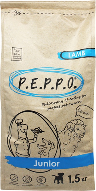 Корм сухой для щенков от 2 до 18 месяцев PEPPO Junior Lamb с ягненком (1,5 кг)