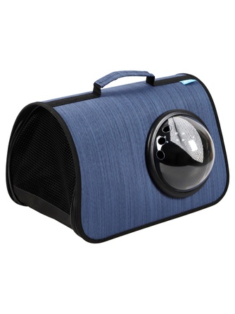 Сумка-переноска для кошек и собак RICH BREED MYJET иллюминатор/сетка, синяя лайн (M/40*25*25 см)