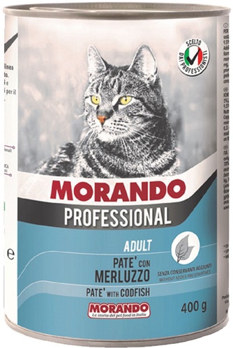 Корм влажный для взрослых кошек MORANDO Professional паштет треска (400 г)