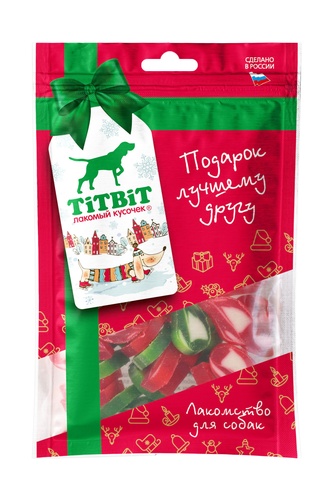 Лакомство для собак TITBIT Новогодняя коллекция Дольки жевательные (80 г)