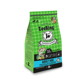 Корм сухой для взрослых собак ZOORING Adult Dog Белая рыба с рисом и брокколи, с глюкозамином и хондроитином (2 кг)