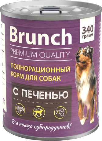 Корм влажный для собак BRUNCH с печенью (340 г)