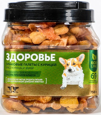 Лакомство для собак GREENQZIN Здоровье галеты зерновые куриные (750 г)
