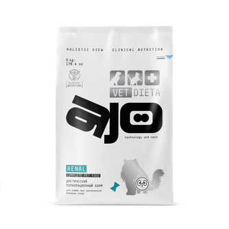 Корм сухой для кошек AJO Vet Dieta Renal при хронической болезни почек (5 кг)