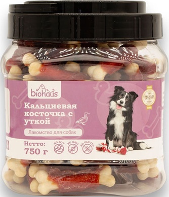 Лакомство для собак BIOHAUS Кальциевая косточка с уткой (750 г)