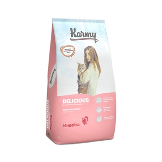 Корм сухой для взрослых кошек KARMY DELICIOUS привередливых в питании с индейкой (10 кг)