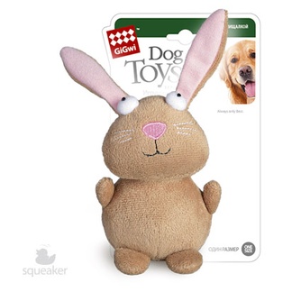 Игрушка для собак GIGWI Dog Toys Кролик с пищалкой, коричневый (16 см)
