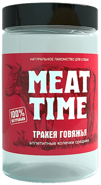 Лакомство для собак мелких пород MEAT TIME Трахея говяжья аппетитные колечки средние (90 г)