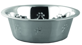 Миска для собак КАСКАД с лапками на стенках, нержавеющая сталь (0,90 л)