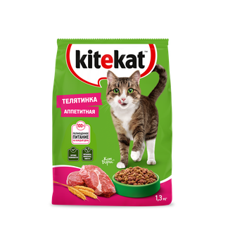 Корм сухой для кошек KITEKAT Телятинка аппетитная (1,3 кг)